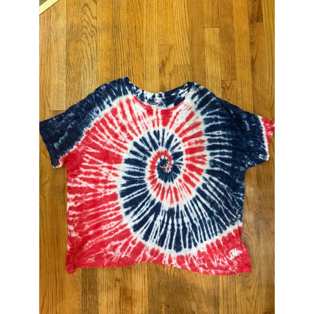 Old Navy Tie Dye Shirt Plus Size 2XL Red White & Blue 4th of July Americana